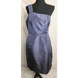 J. Crew Dress Women 8 Navy Single Shoulder Strap 100% Silk, Party Wedding Guest